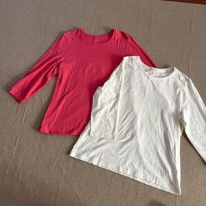 Chicos Ultimate Tee Size 3 XL Cotton Stretch 3/4 Sleeve Lot Of 2